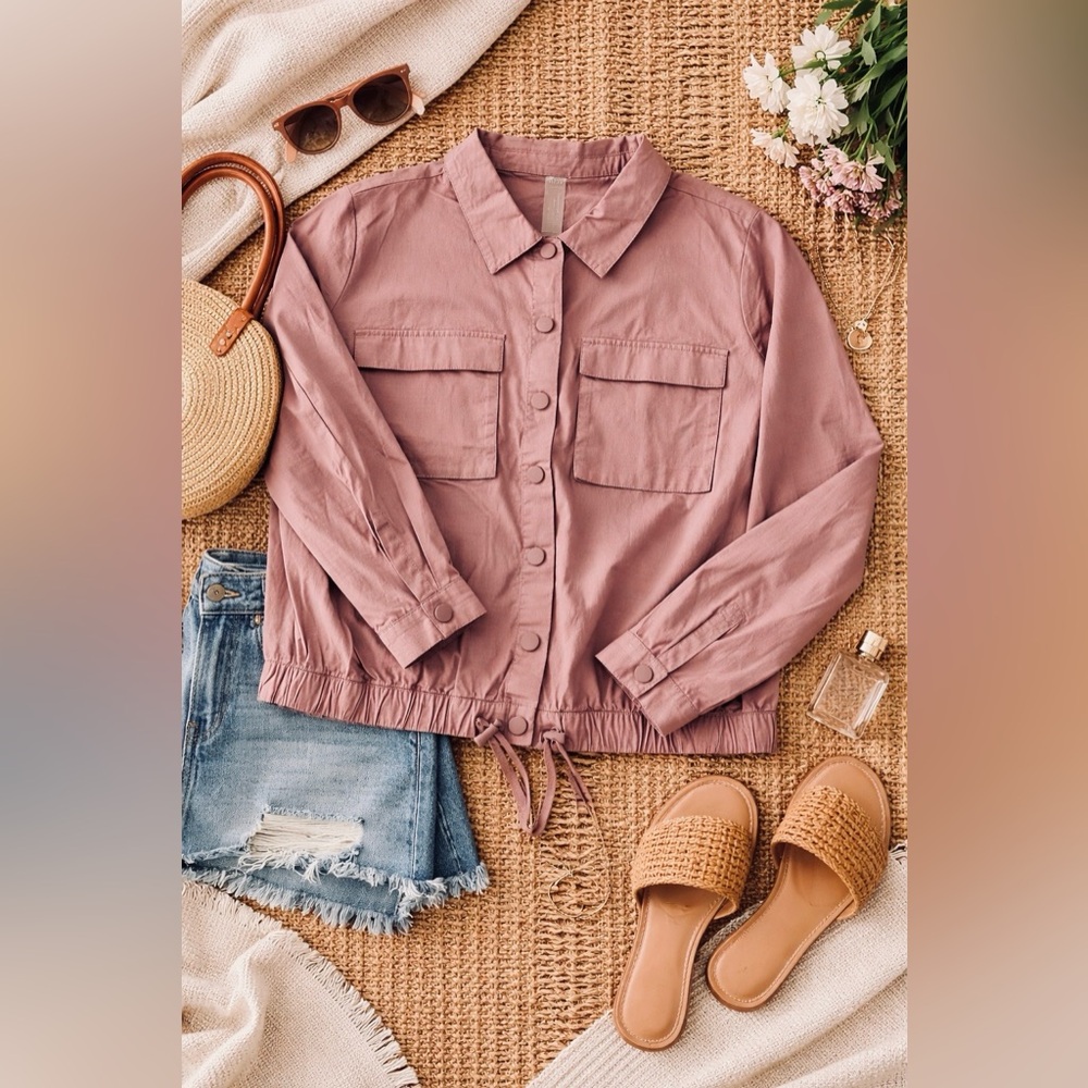 Zuda Lightweight Utility Jacket | Dusty Rose Mauve| Size 1X EUC